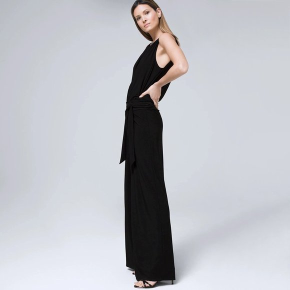 White House Black Market | Matte Jersey Belted Wide-Leg Jumpsuit  | NWOT - Picture 1 of 9
